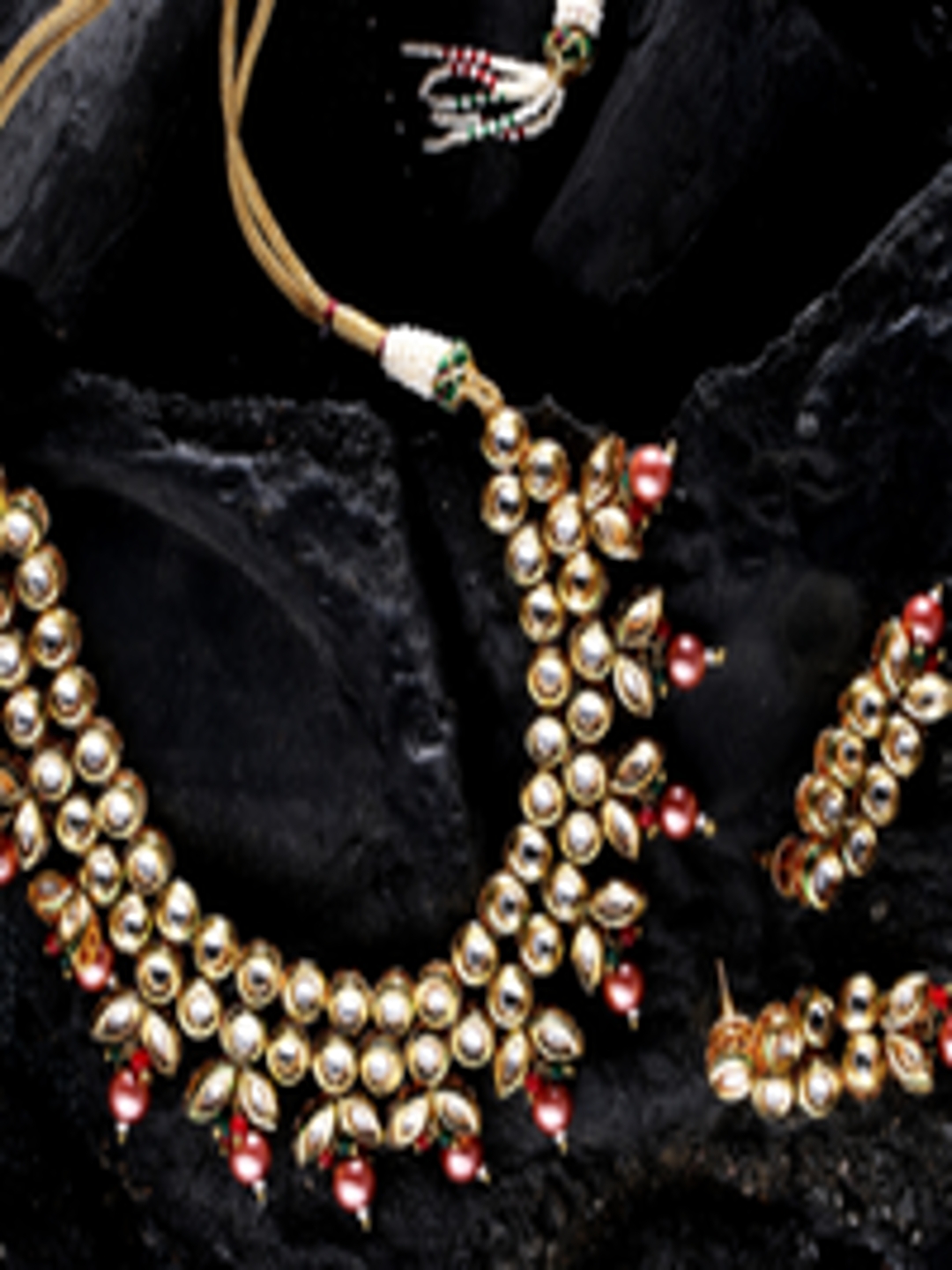 Buy Melani Borsa Pink 18K Gold Plated Kundan Studded Jewellery Set ...