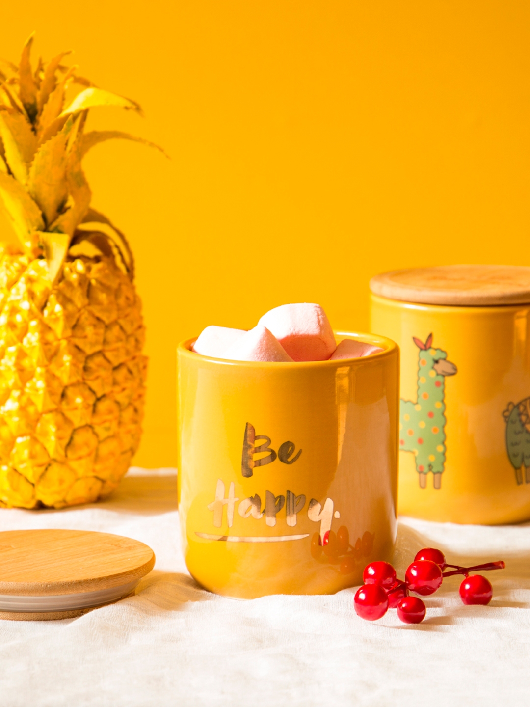 Buy Chumbak Yellow Printed Storage Jar With Lid - Kitchen ...