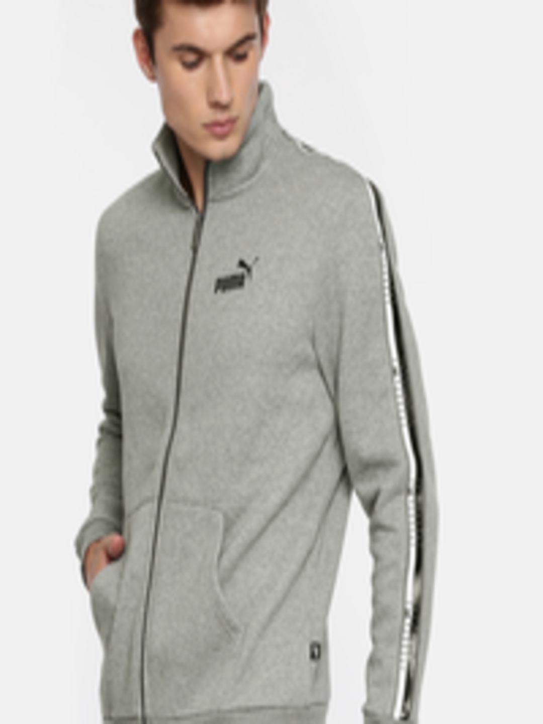 Buy Puma Grey ELEVATED ESS Tape Hooded Sweatshirt - Sweatshirts for Men ...
