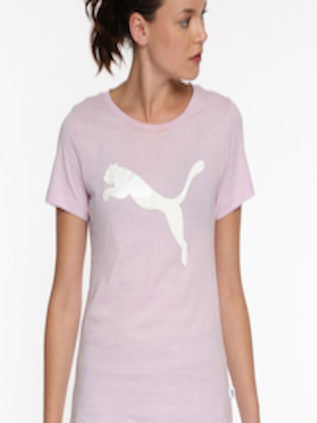 Buy Puma Women Pink Solid Round Neck ATHLETIC Pure Cotton T Shirt ...