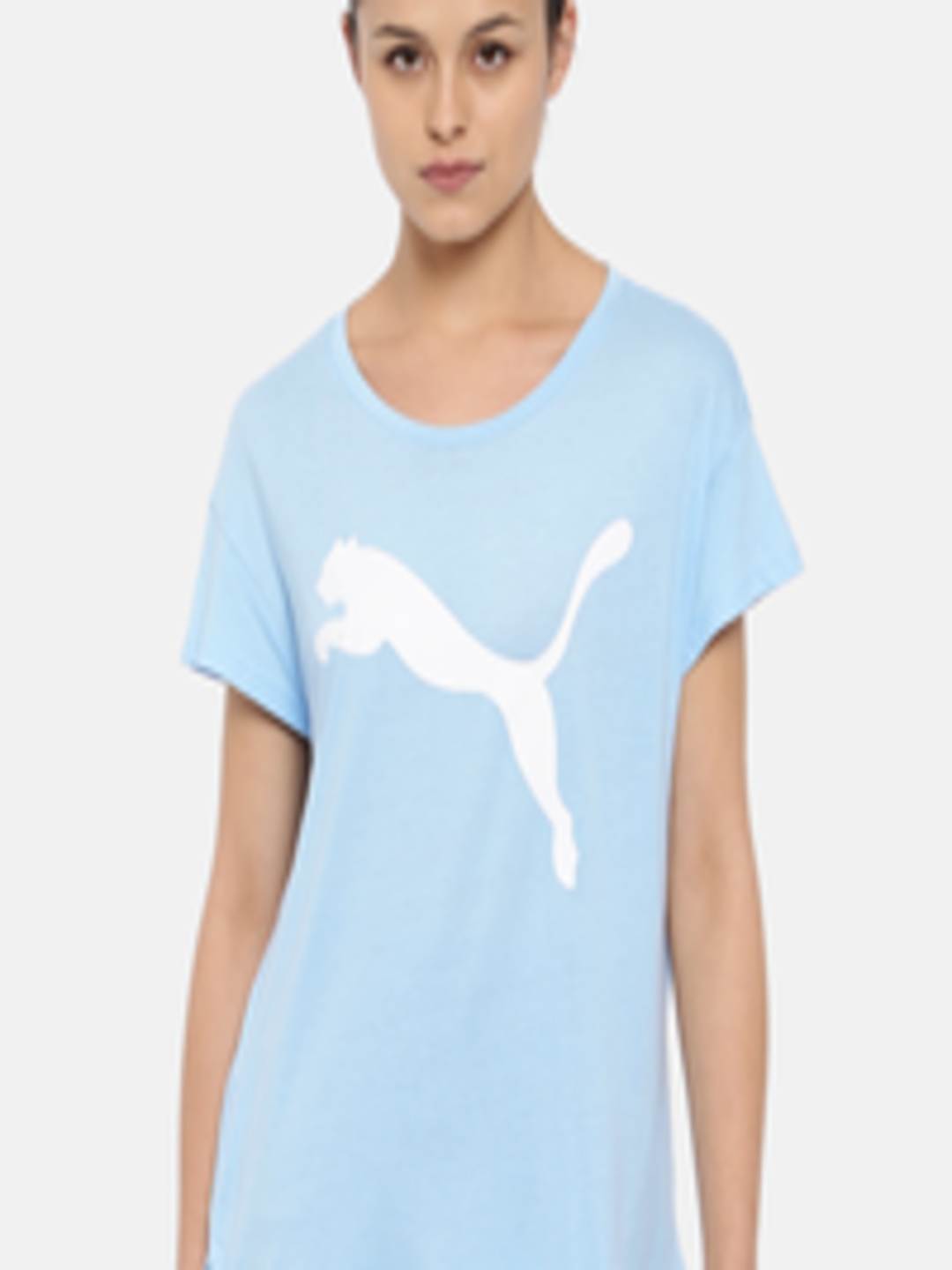 Buy Puma Blue Printed ELEVATED ESS Logo T Shirt - Tshirts for Women ...