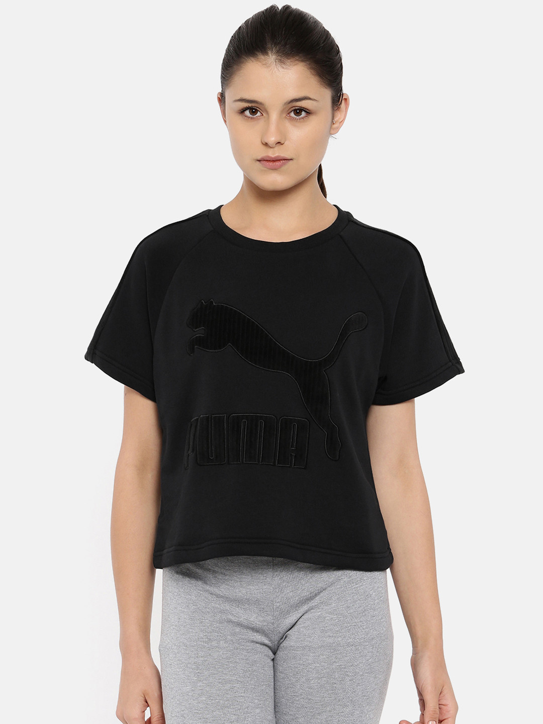 Buy Puma Women Black Downtown Structured T Shirt Tshirts for Women