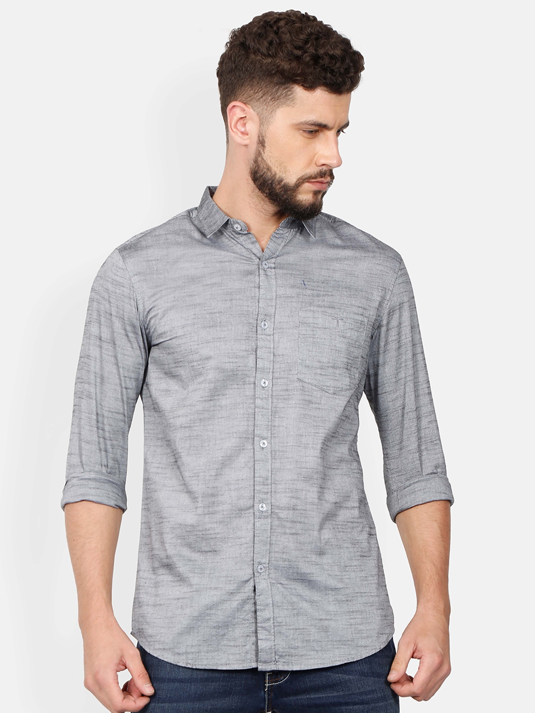 Buy STAKE Men Grey Regular Fit Self Design Casual Shirt - Shirts for ...