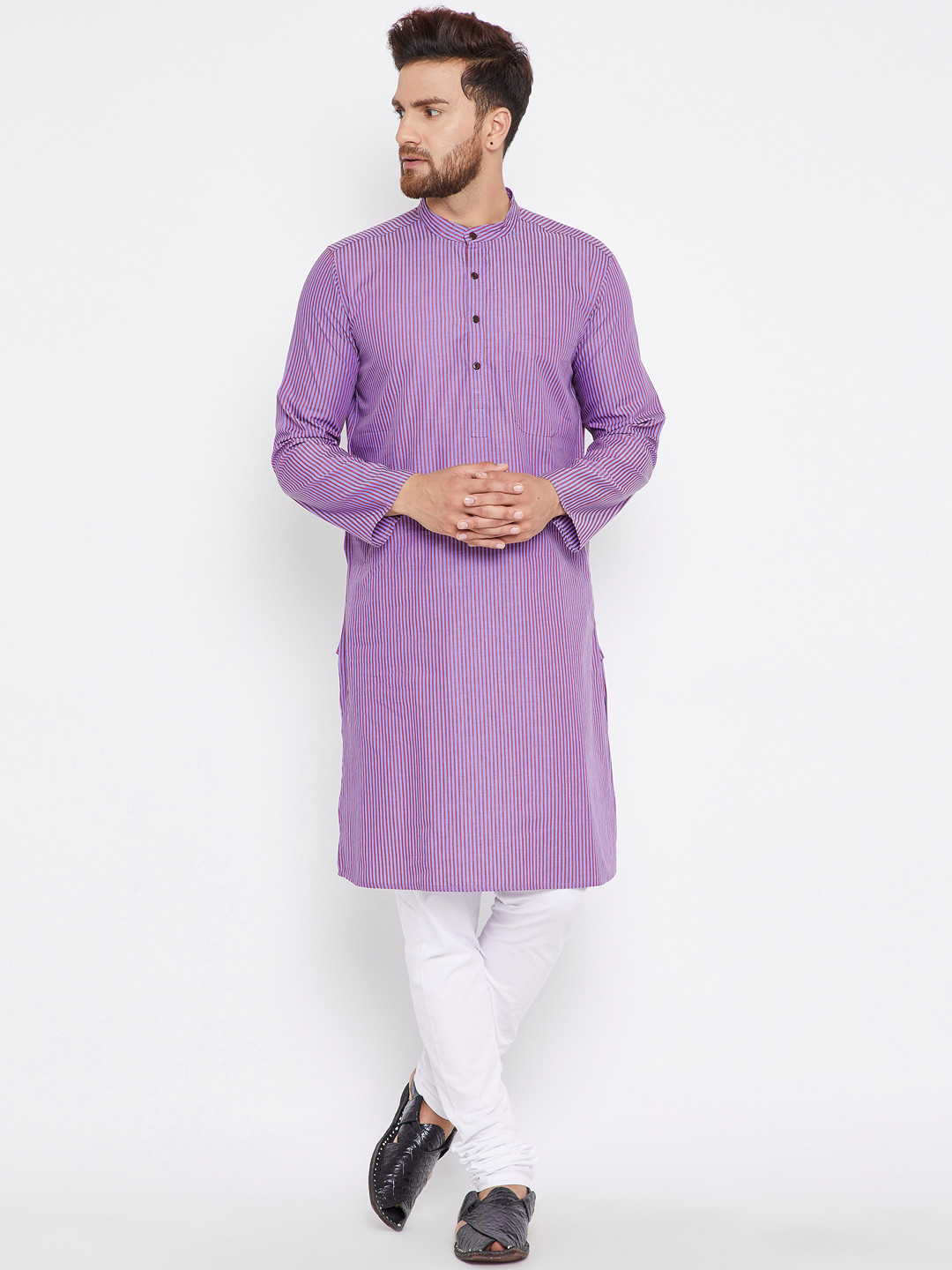 Buy Even Men Lavender & Red Striped Kurta Kurtas for Men 7035793 Myntra