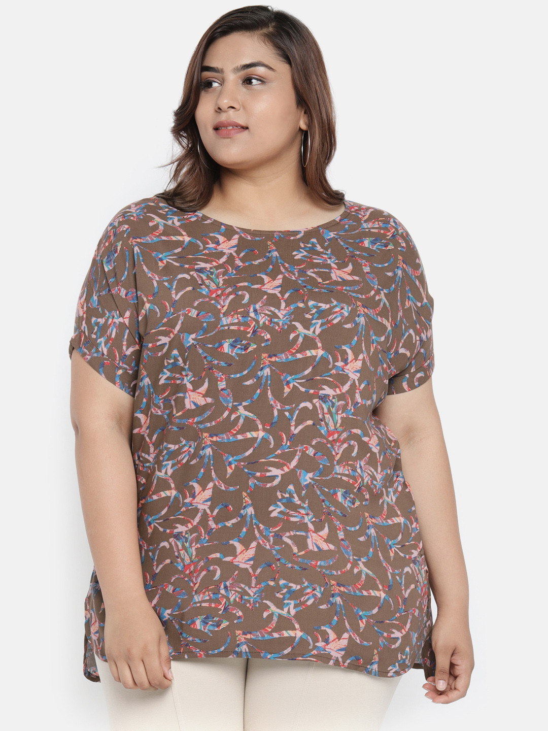 Buy ALL Plus Size Women Brown Printed Top Tops for Women 7039698 Myntra