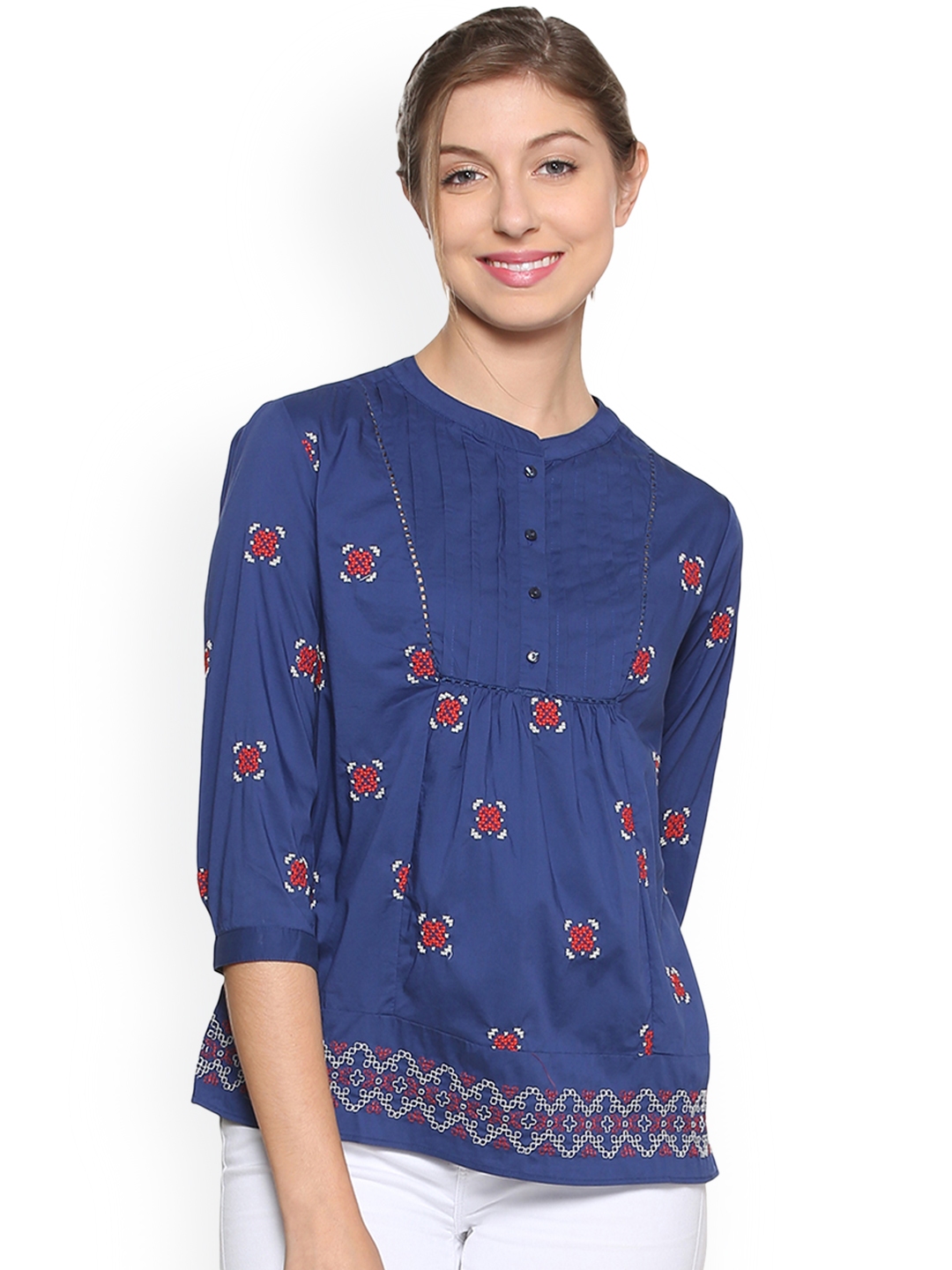 Buy Allen Solly Woman Blue Printed A Line Top - Tops for Women 7043916 ...