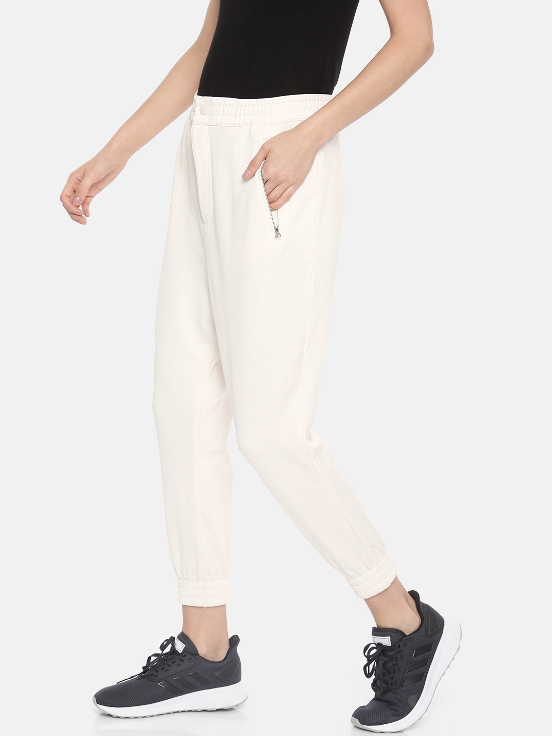 cotton white joggers womens