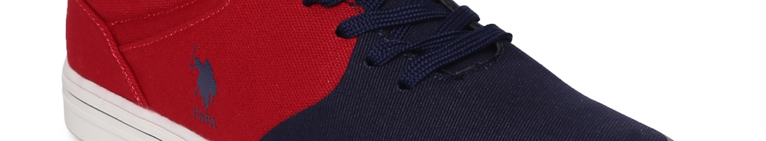 Buy U.S. Polo Assn. Men Deloris Red & Navy Blue Colourblocked Sneakers ...