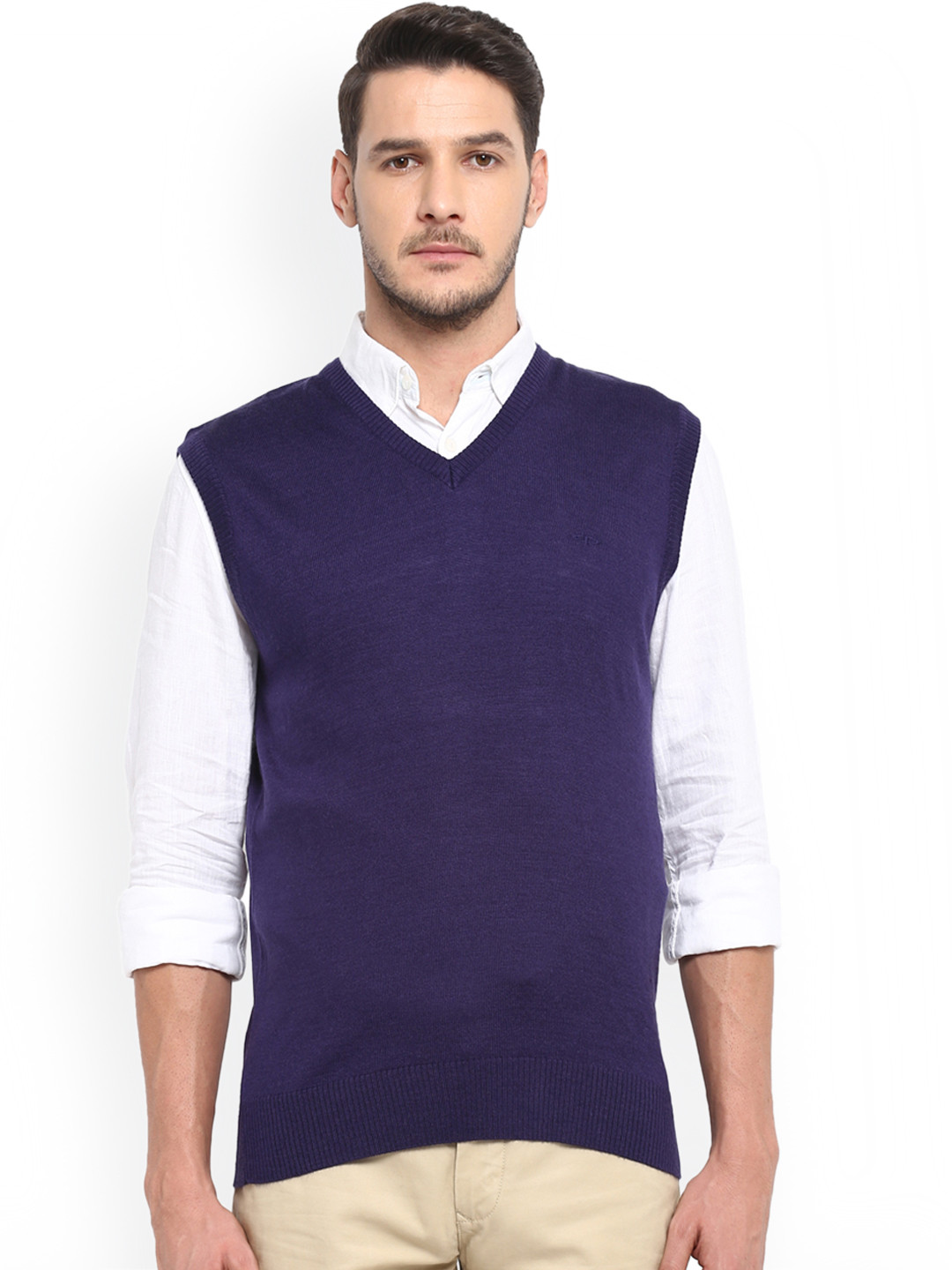 Buy ColorPlus Men Purple Solid Sweater Vest Sweaters for Men 7062002
