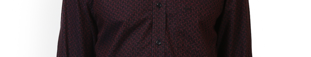 Buy ColorPlus Men Black & Red Tailored Fit Printed Casual Shirt ...