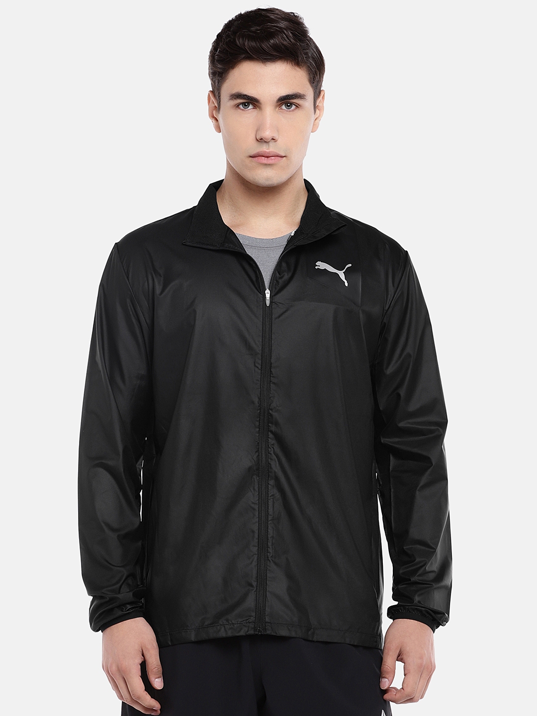 Buy Puma Men Black Solid Sporty Run Track Jacket - Jackets for Men ...
