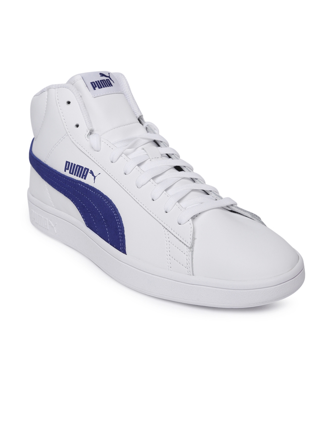 Buy Puma Unisex White Smash V2 Mid Top Leather Sneakers - Casual Shoes ...