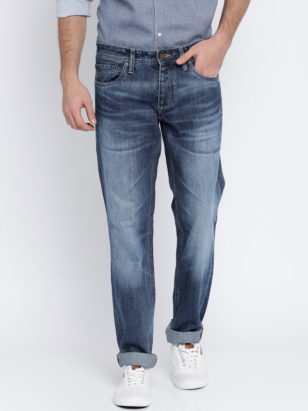 Buy Jack & Jones Men Blue Regular Fit Mid Rise Clean Look Jeans - Jeans ...
