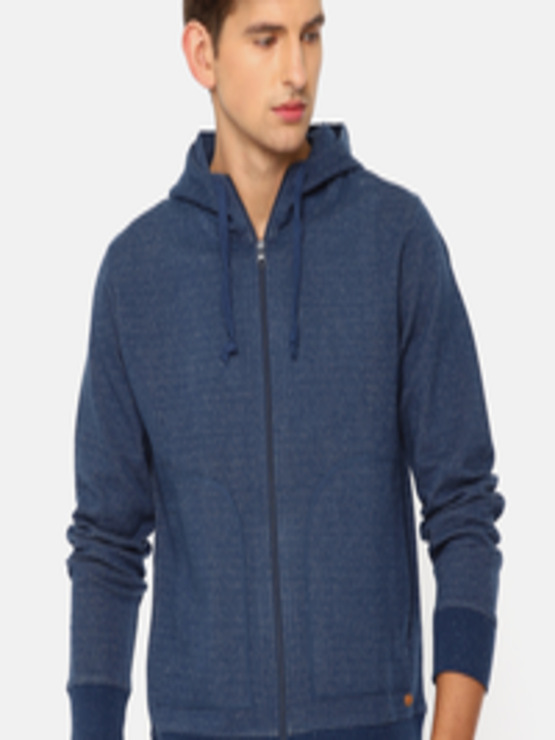 Buy ColorPlus Men Blue Solid Hooded Chambray Sweatshirt - Sweatshirts ...
