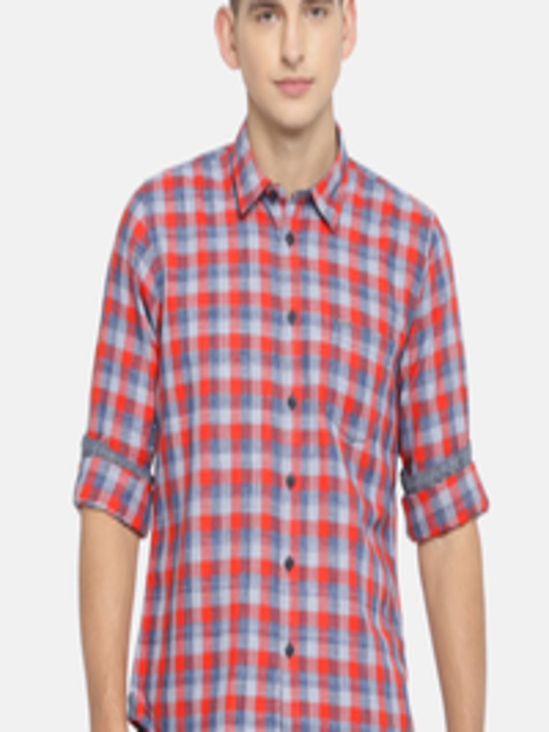 Buy Pepe Jeans Men Red & Blue Regular Fit Checked Casual Shirt - Shirts ...
