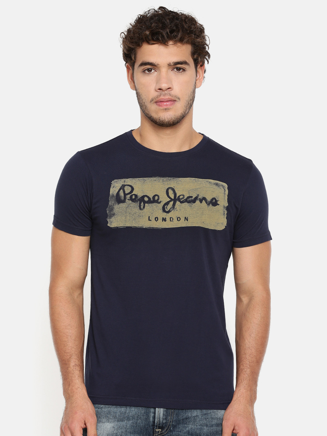 Pepe Jeans Herren Dave T-Shirt – Kurzärmelig, Normale Passform, Mit Brustprint & Mini-Branding Auf Dem Ärmel