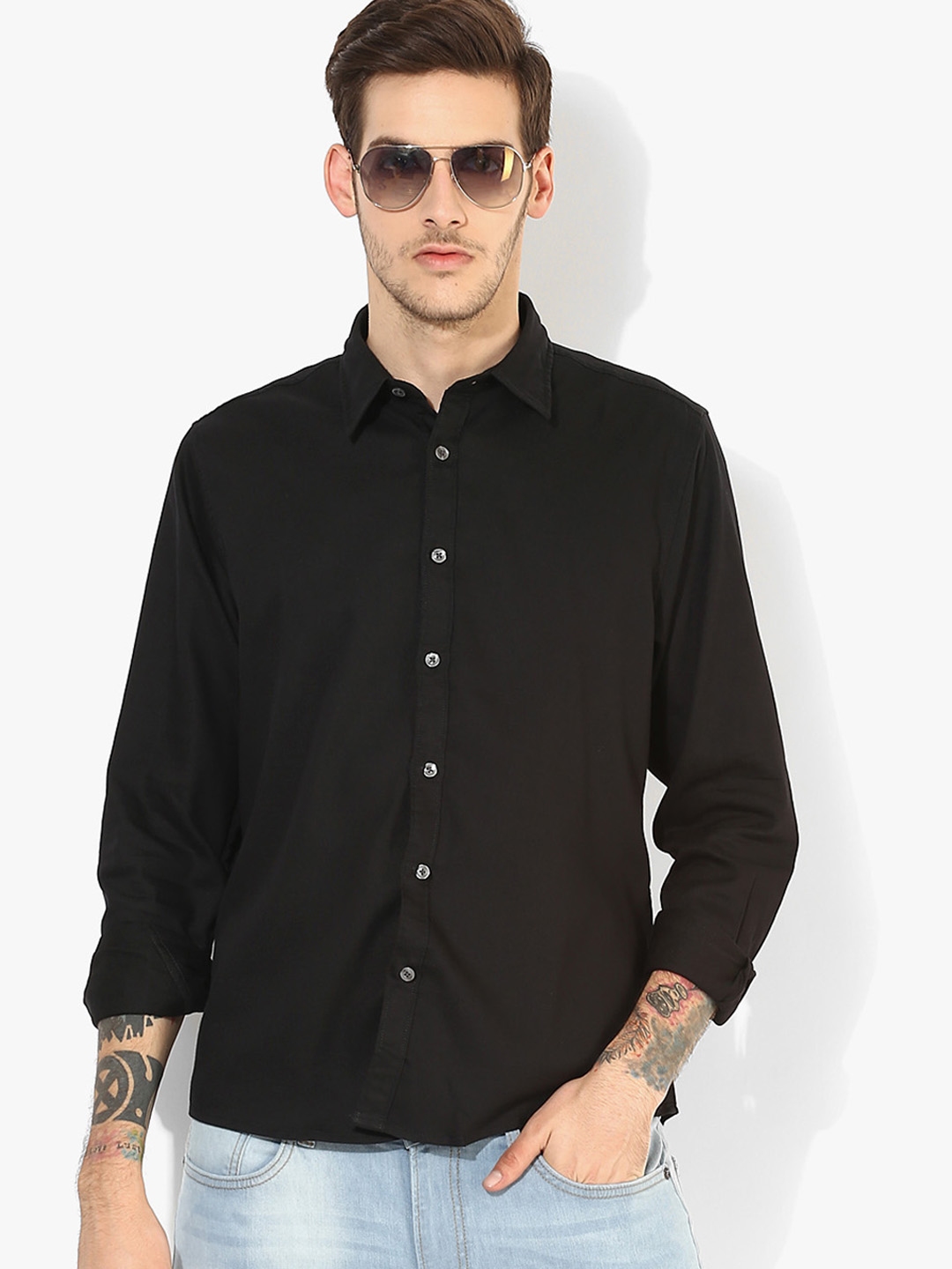 Buy Pepe Jeans Men Black Regular Fit Solid Casual Shirt - Shirts for ...