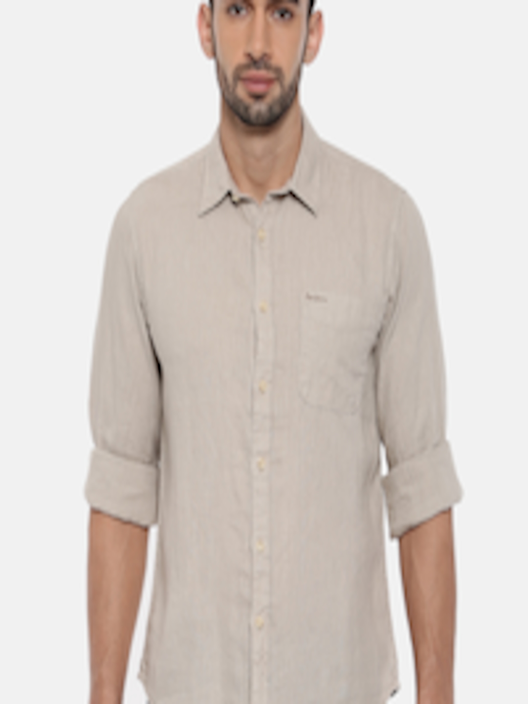 Buy Pepe Jeans Men Beige Solid Linen Shirt - Shirts for Men 7078161 ...