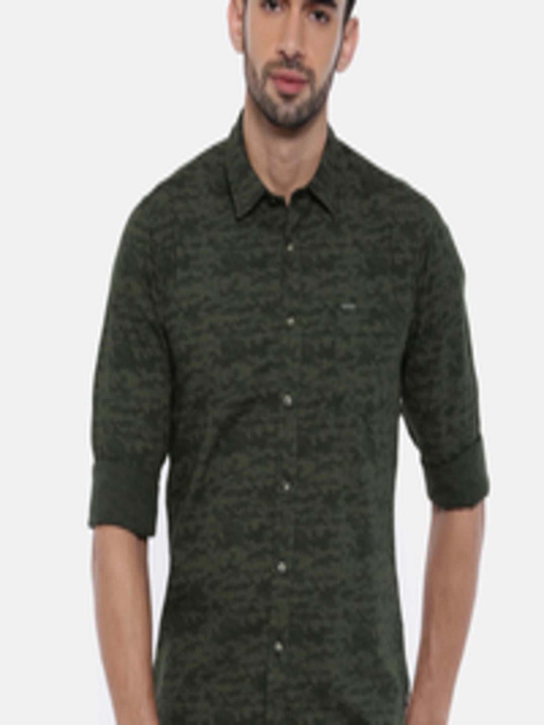 Buy Pepe Jeans Men Olive Green Slim Fit Printed Casual Shirt - Shirts ...
