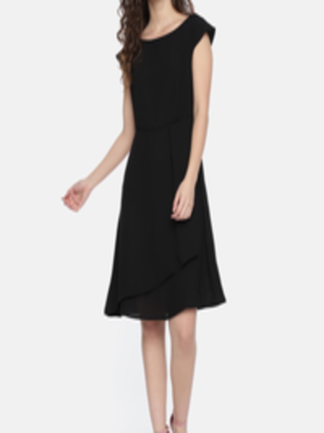 Buy Elle Women Black Solid Fit And Flare Dress - Dresses for Women ...