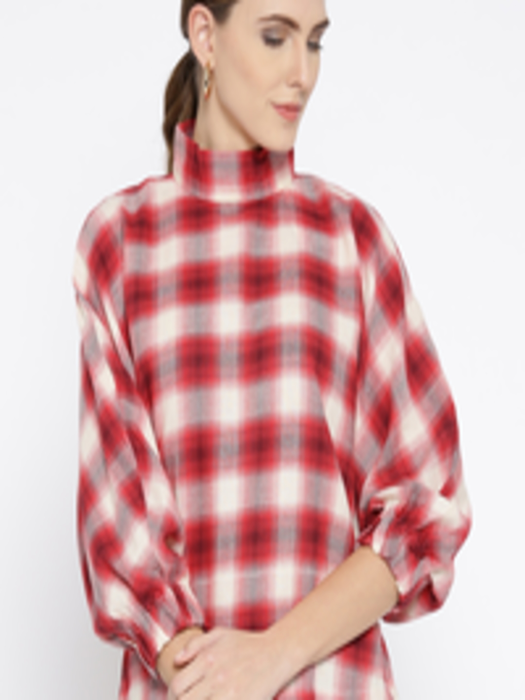 Buy Elle Women Red & Cream Coloured Checked Top - Tops for Women ...