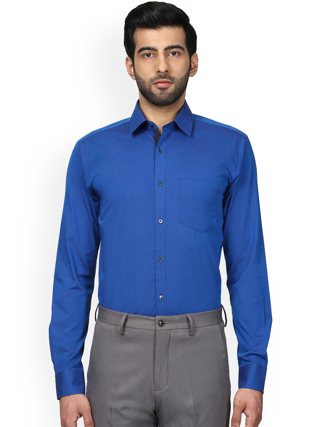 Buy Park Avenue Men Blue Slim Fit Solid Formal Shirt - Shirts for Men ...