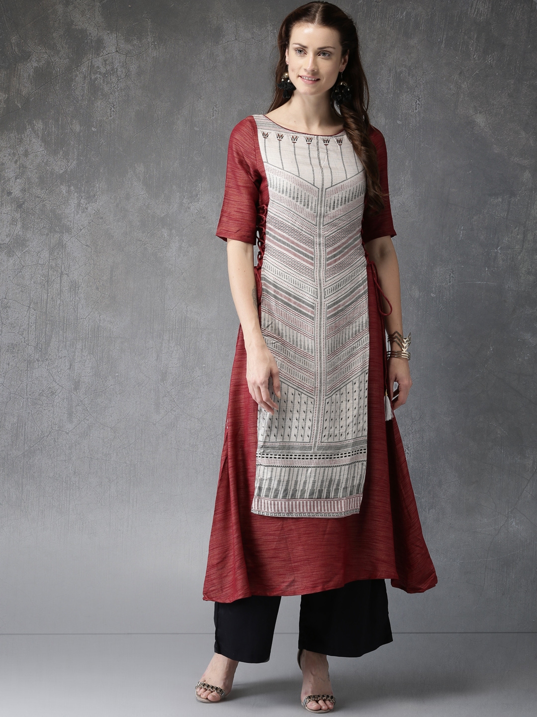 anouk maroon kurta set