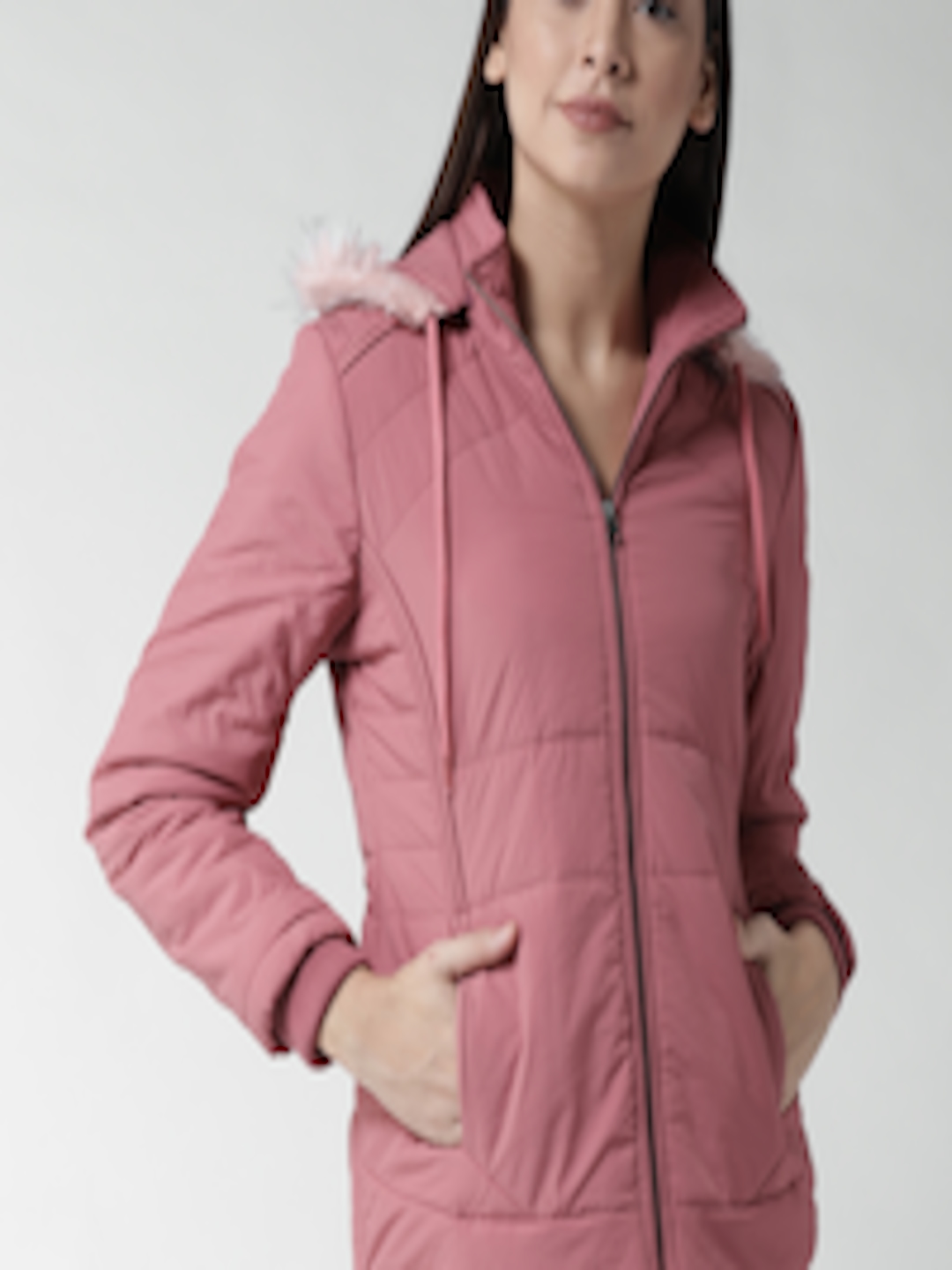 Buy Fort Collins Women Dusty Pink Solid Padded Jacket - Jackets for ...