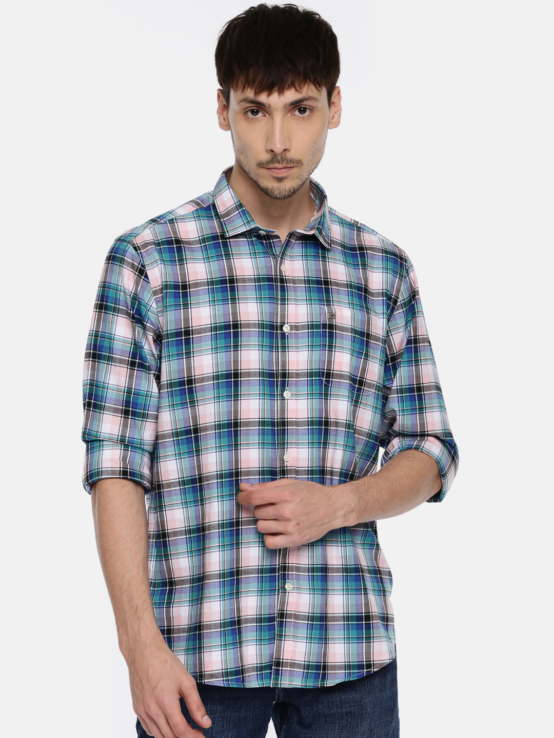 Buy Blackberrys Men Green & Blue Slim Fit Checked Casual Shirt - Shirts for Men 7087833 | Myntra