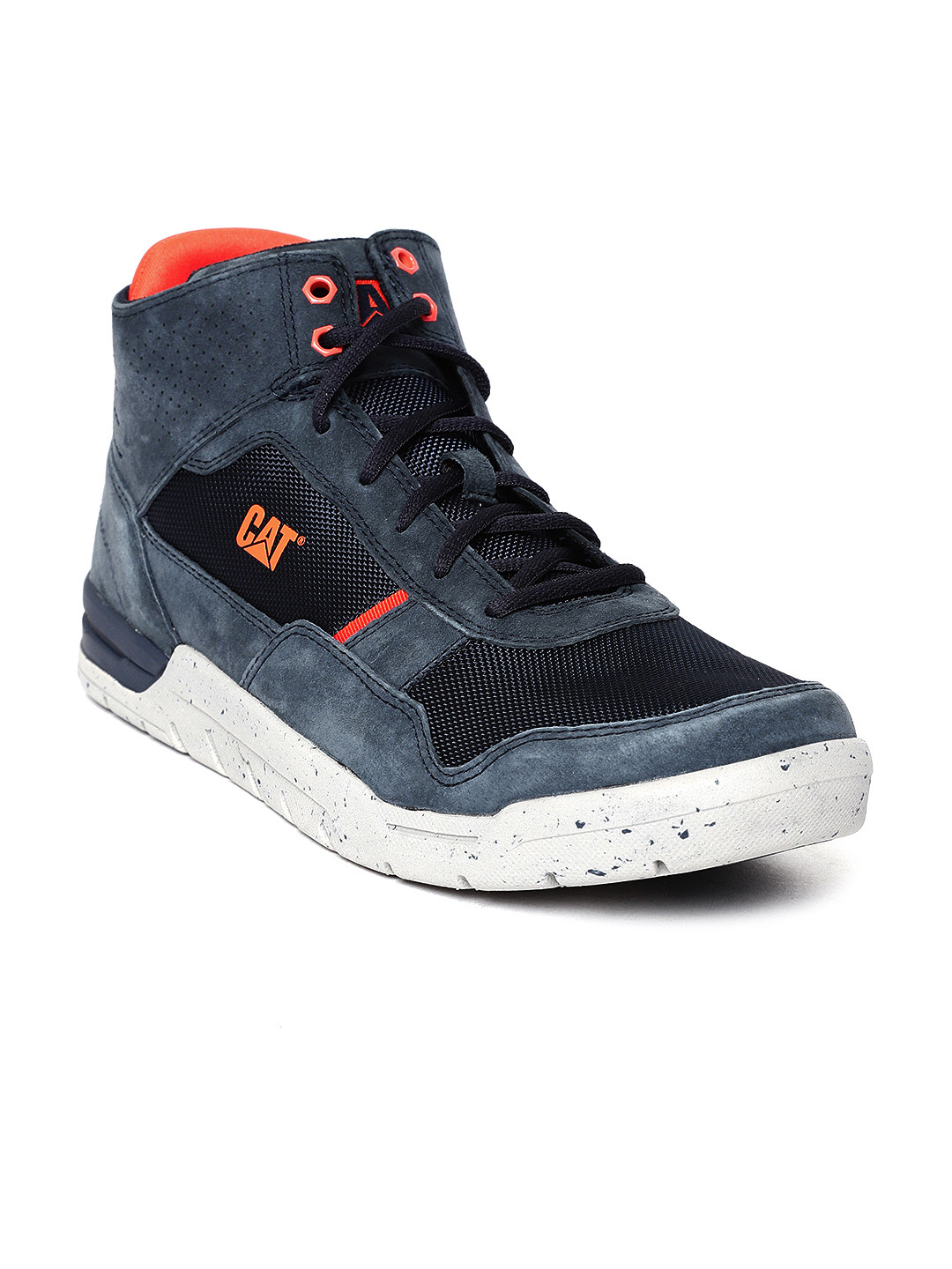 Buy CAT Men Navy Blue Solid Suede Mid Top Sneakers Casual Shoes for