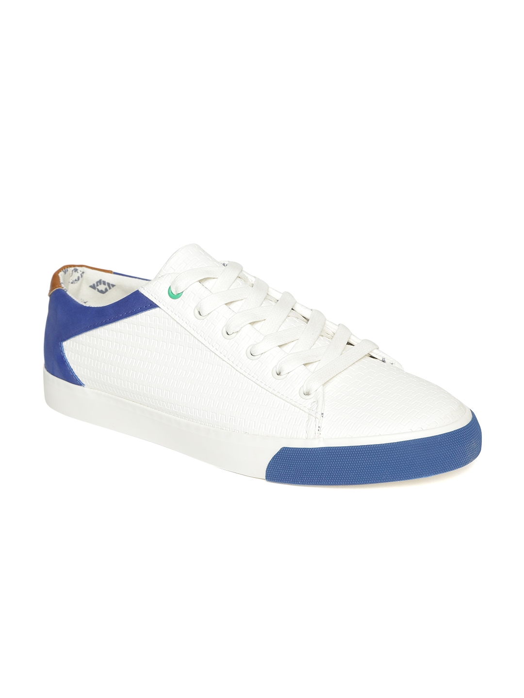 united colors of benetton men white textured sneakers