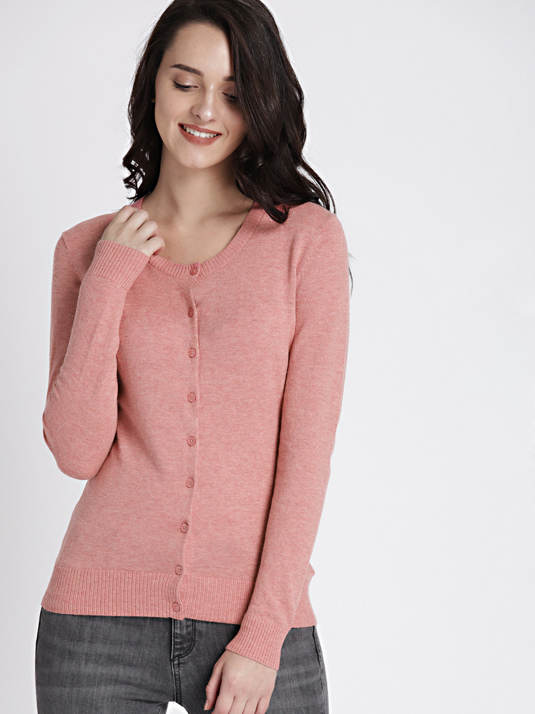 Buy GAP Women's Pink Slim Crewneck Cardigan Sweater Sweaters for