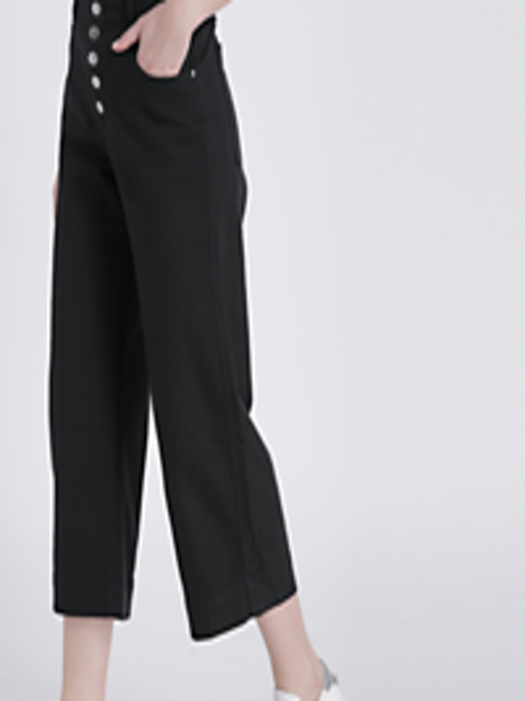 Buy GAP Women's Black High Rise Crop Wide Leg Pants With Button Fly ...