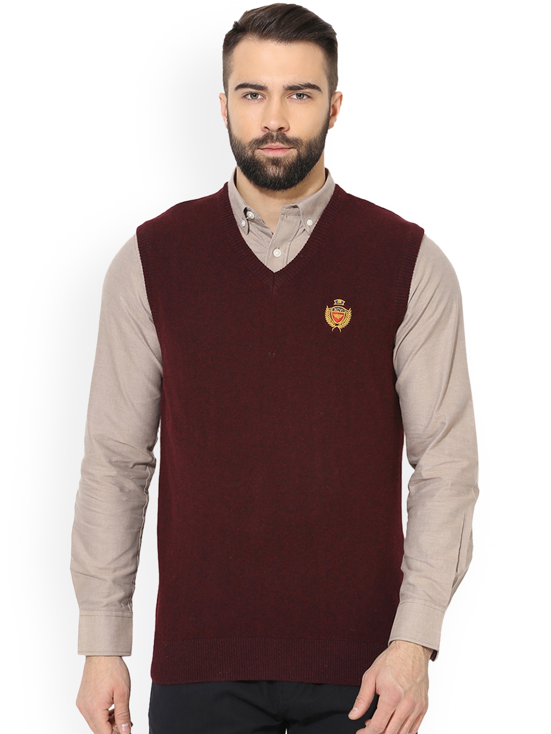 Buy Red Tape Men Maroon Solid Sweater Vest - Sweaters for Men 7088832 | Myntra