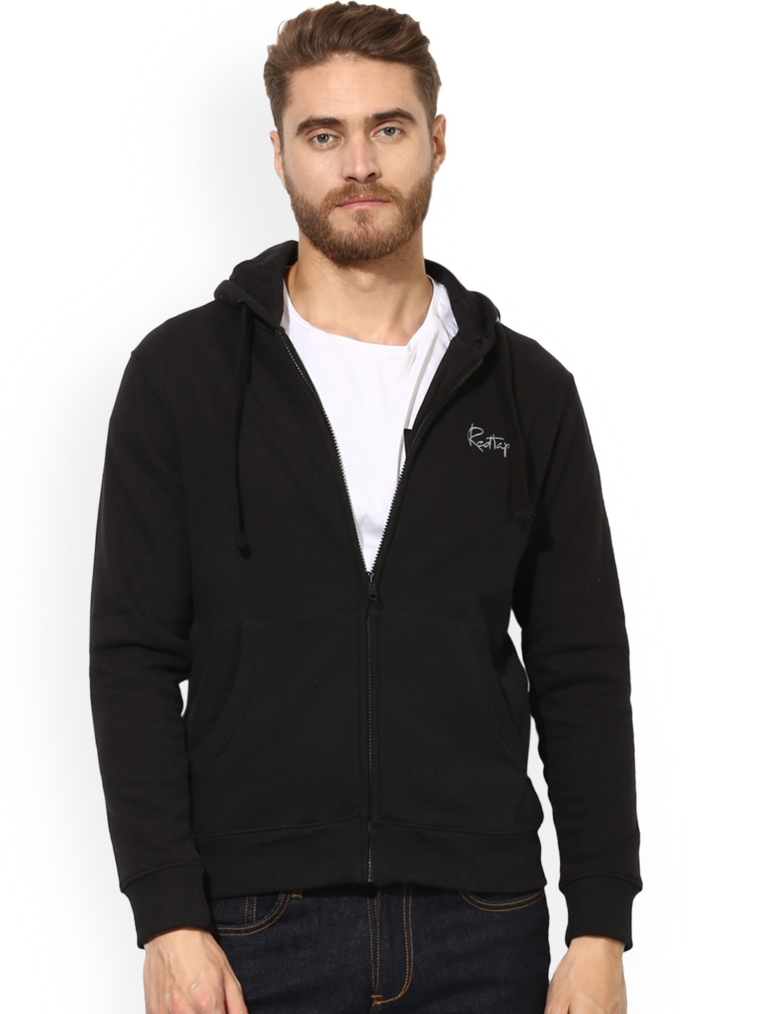 Buy Red Tape Men Black Solid Hooded Sweatshirt - Sweatshirts for Men 7088877 | Myntra