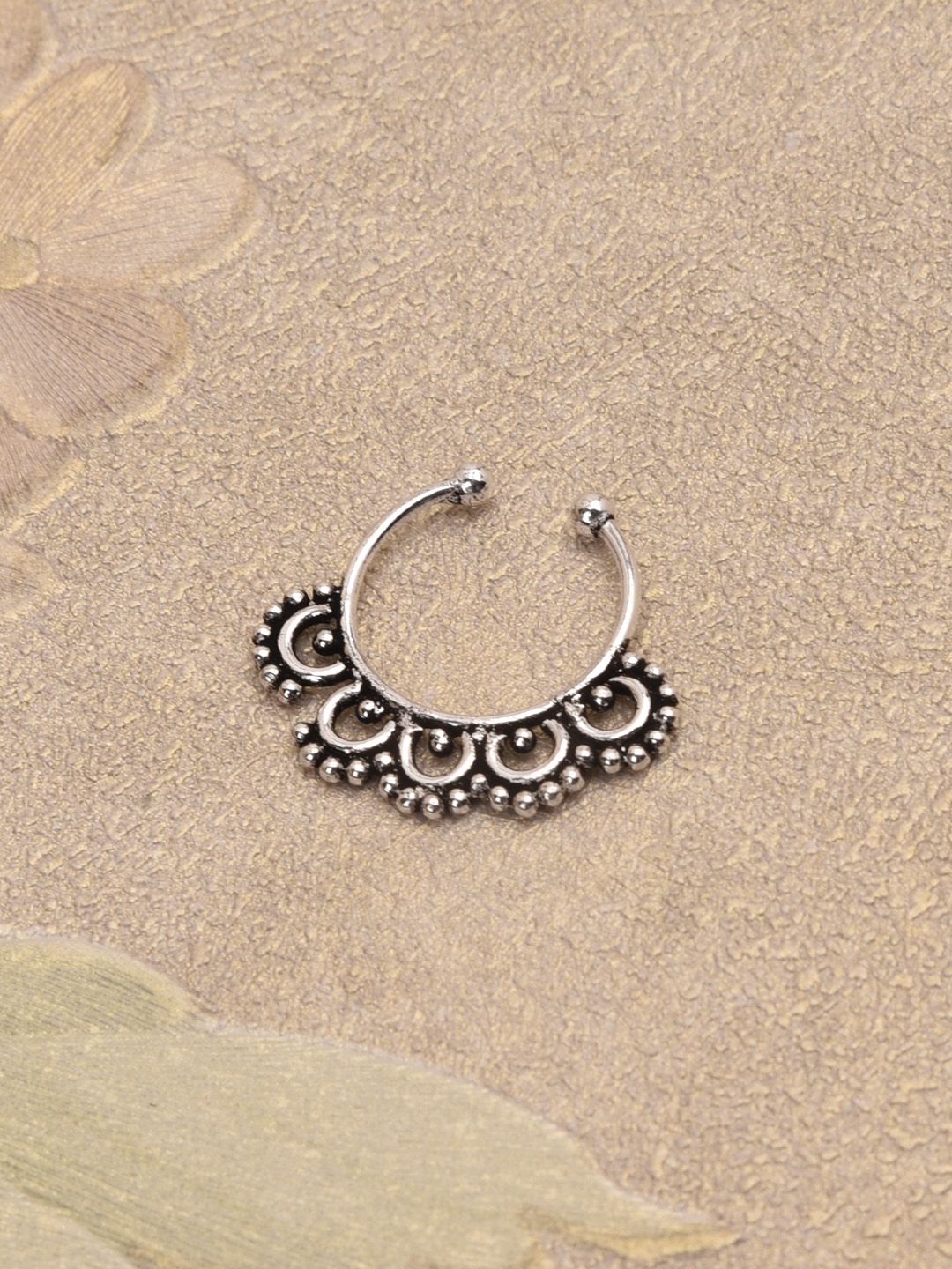 Buy FIROZA Oxidised German Silver Toned Tribal Clip On Septum Nose Ring ...