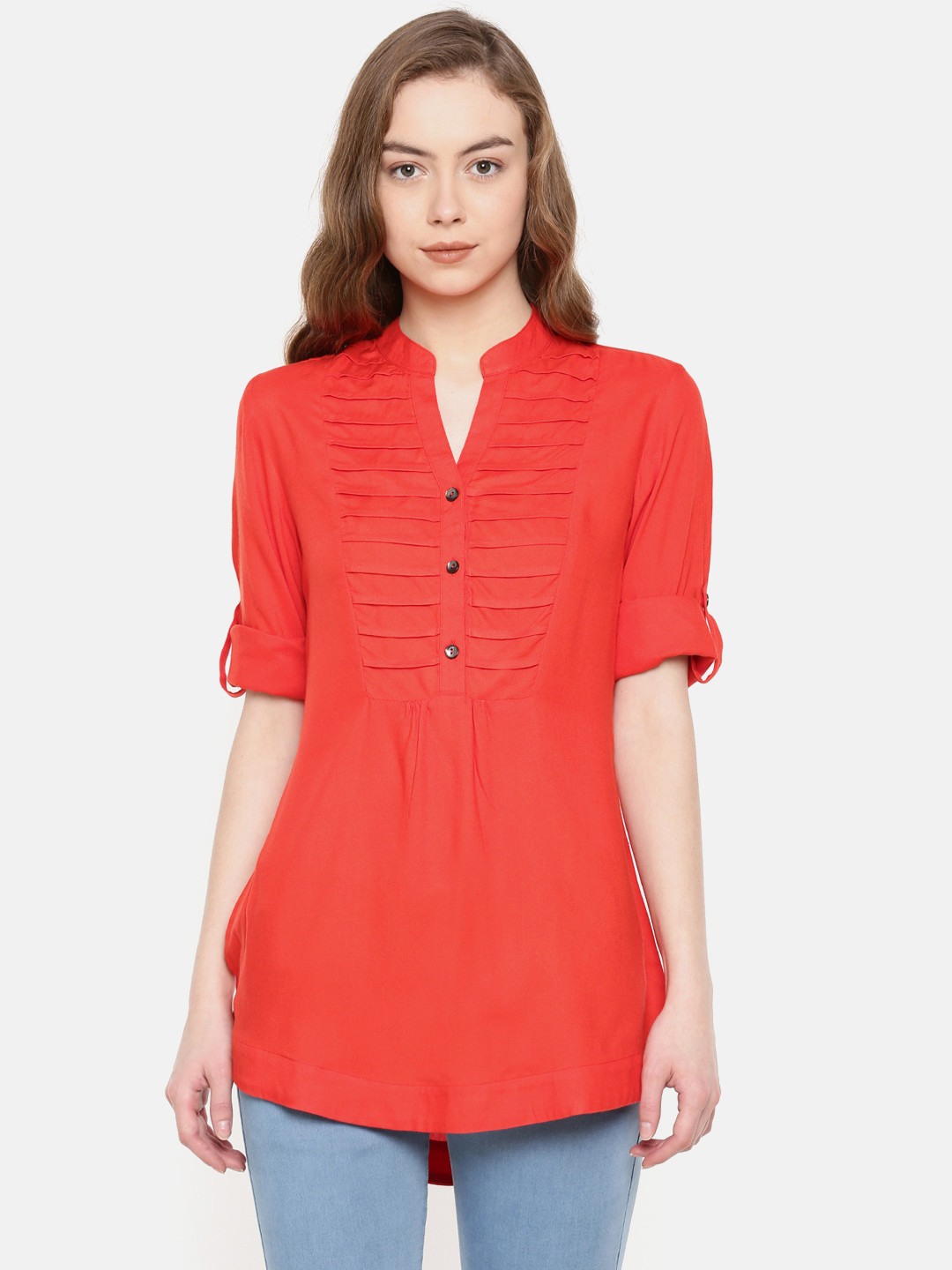 Buy IDK Red Solid Tunic Tunics for Women 7090160 Myntra
