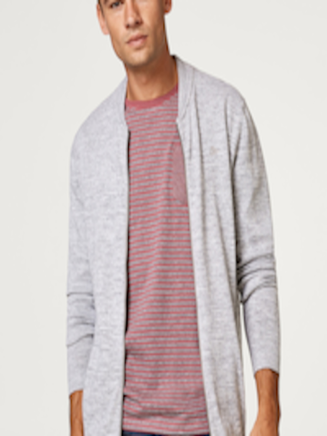 Buy ESPRIT Men Grey Melange Solid Cardigan - Sweaters for Men 7091042 ...