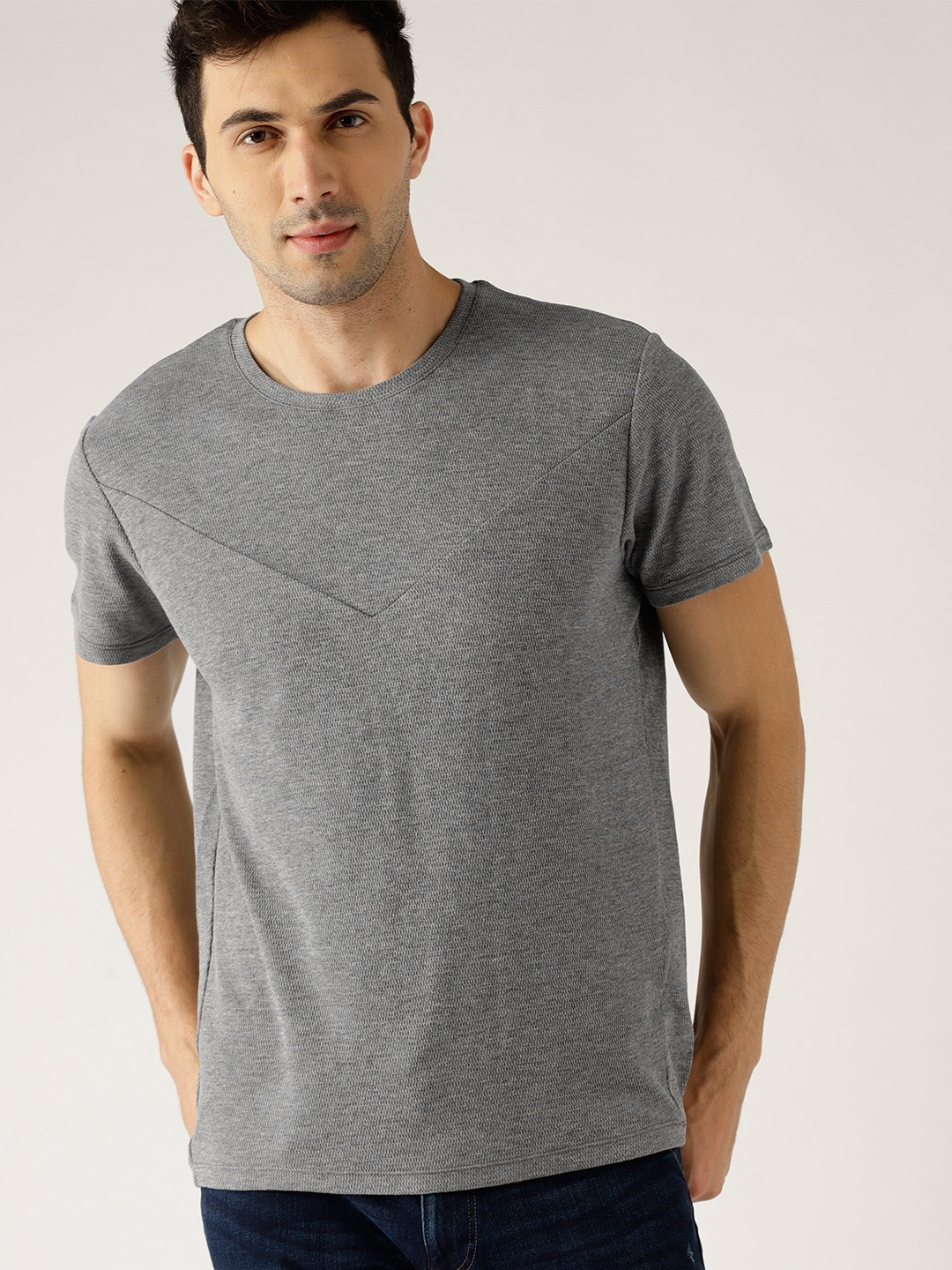Buy ESPRIT Men Grey Solid Round Neck T Shirt - Tshirts for Men 7091044 ...