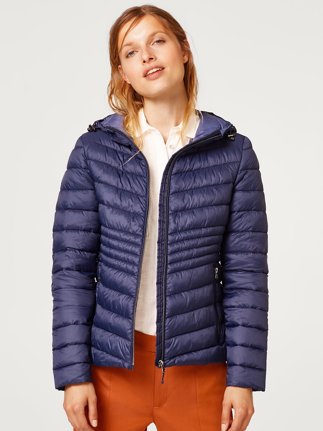 Buy ESPRIT Women Navy Blue Solid Padded Jacket Jackets for ESPRIT BLUE quilted jacket with 3M® Thinsulate® padding