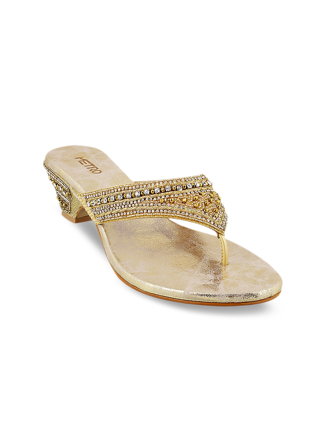 Buy Metro Women Gold Toned Embellished Sandals - Heels for Women ...