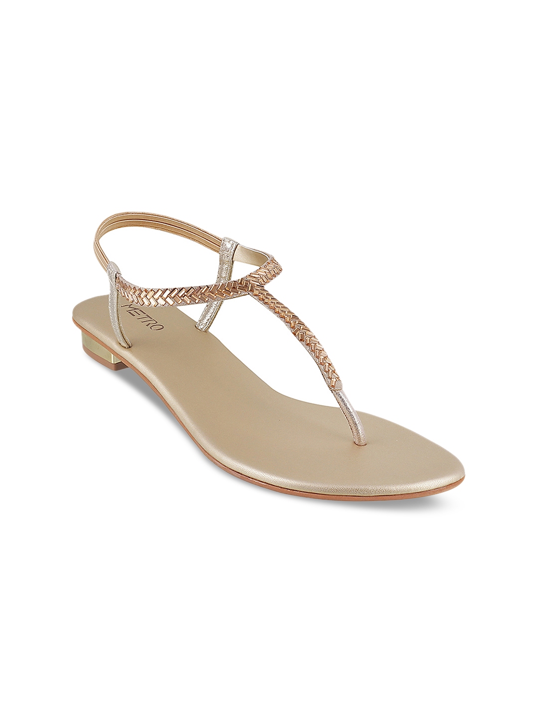 gold t strap flats