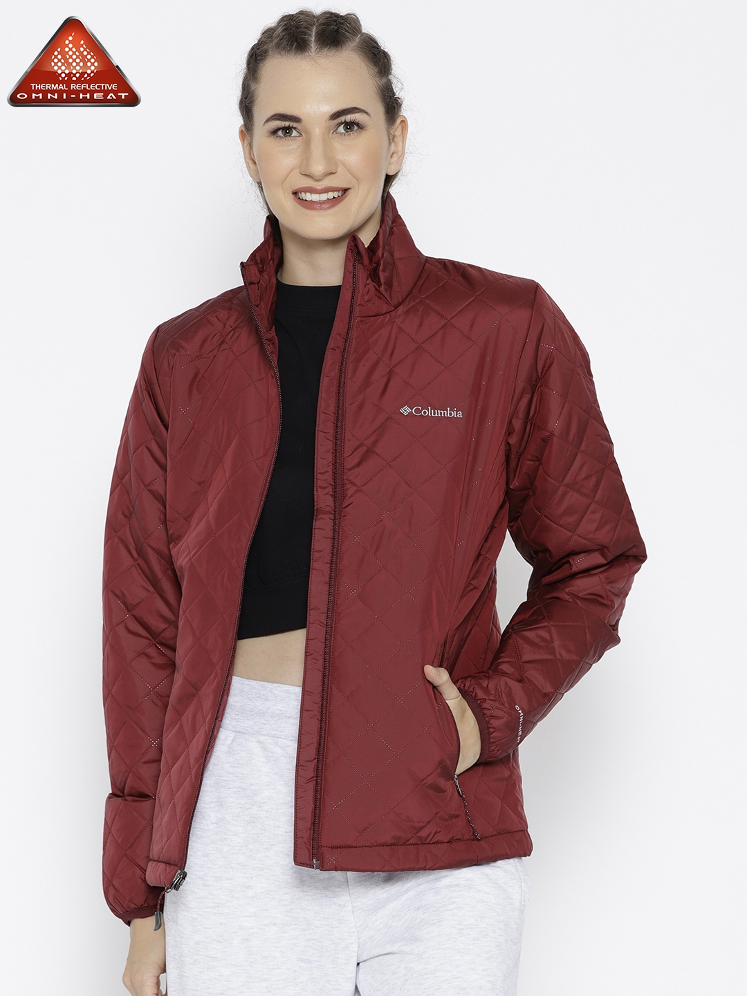 burgundy columbia coat
