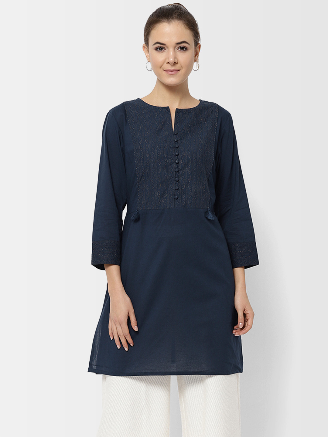 Jupe By Jackie New Navy Washed Silk Longline Tunic M