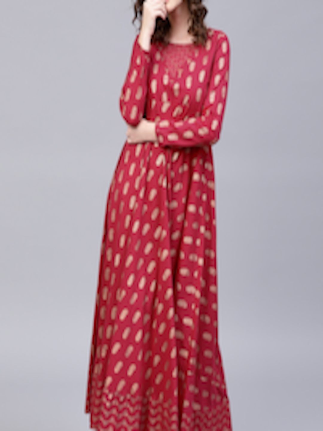Buy AKS Women Magenta Printed Maxi Dress - Dresses for Women 7094432 ...