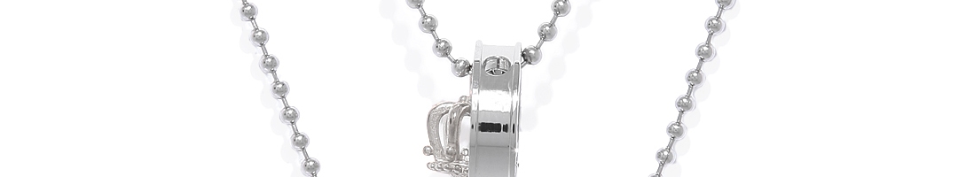 Buy Peora Unisex Silver Toned Embellished Couple Pendant With Chain Set