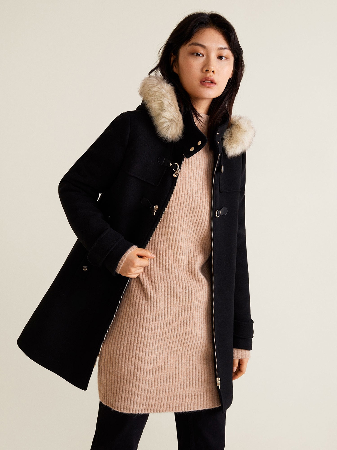 mango black coat
