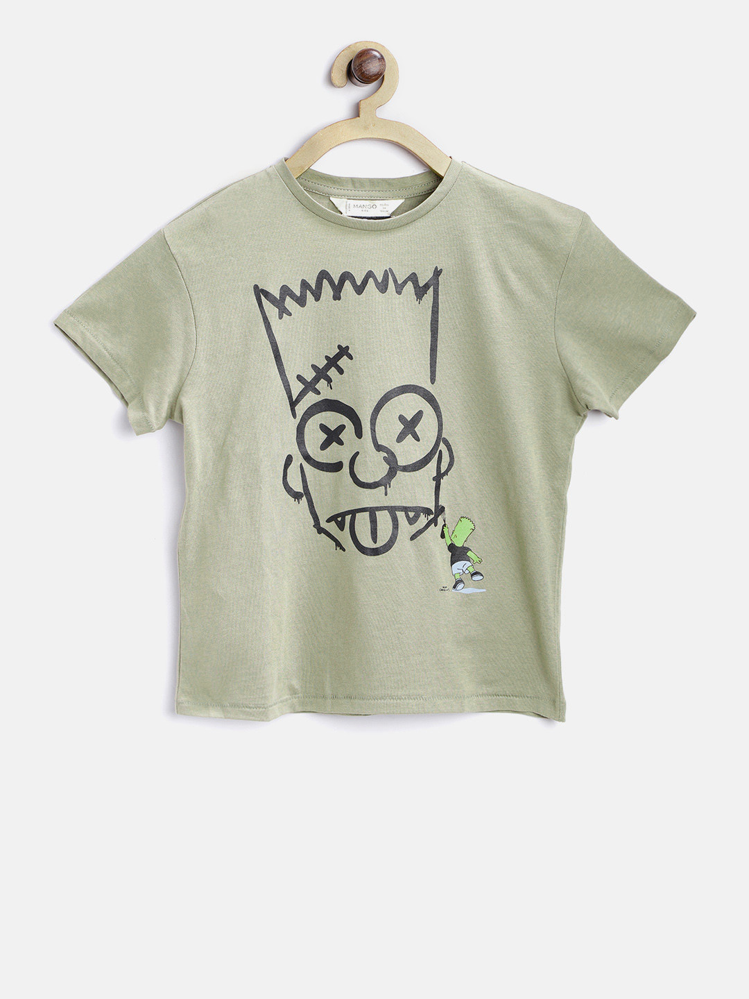 Buy Mango Kids Boys Olive Green Printed Round Neck T Shirt Tshirts