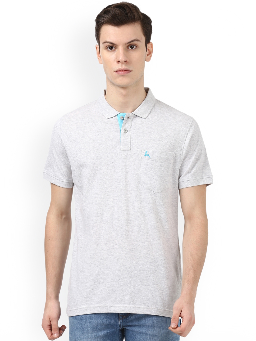 Buy Parx Men Grey Solid Polo Collar T Shirt - Tshirts for Men 7100067 ...
