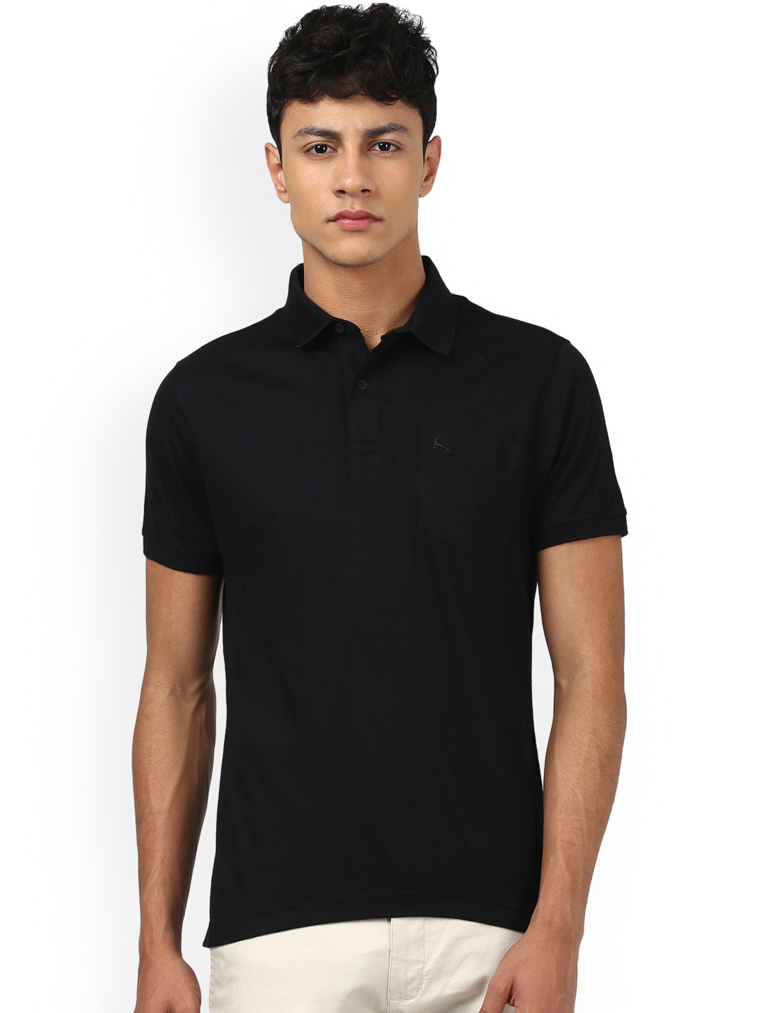 Buy Parx Men Black Solid Polo Collar T Shirt - Tshirts for Men 7100081 ...